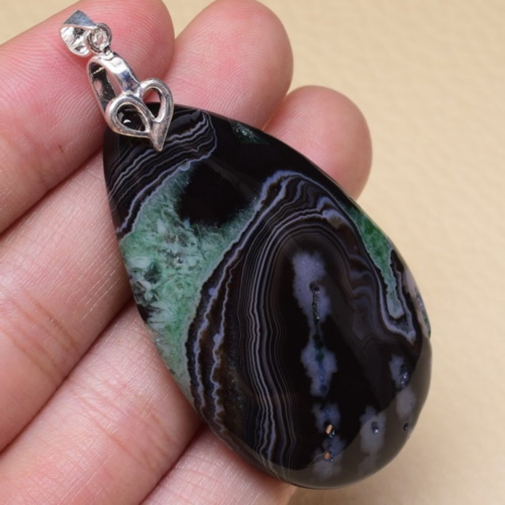 Madagascar Agate sterling silver pendant (#J1907)